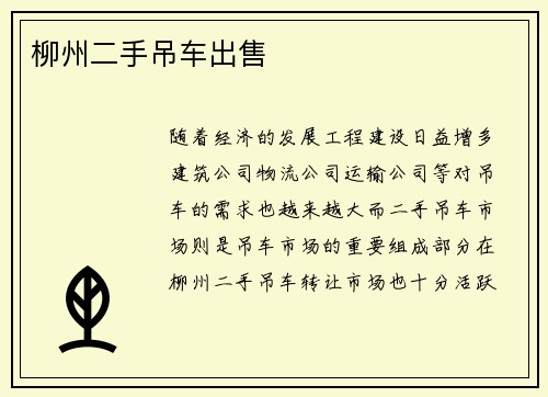 柳州二手吊车出售