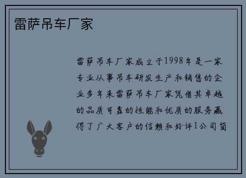 雷萨吊车厂家
